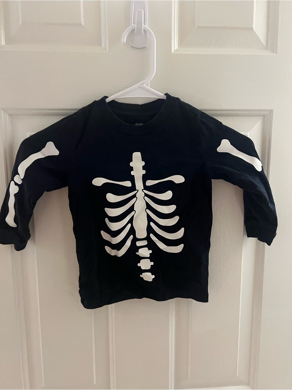 Carter's Black Long-Sleeve Tee with White Skeleton Print